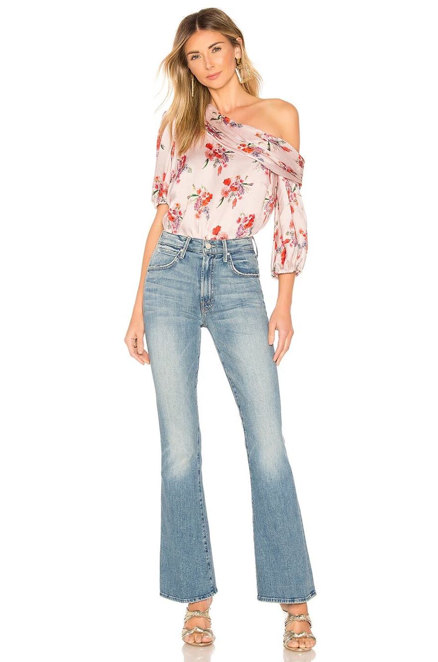 Amur 'Betty' Floral Top One Shoulder Silky Blouse Top Size Small